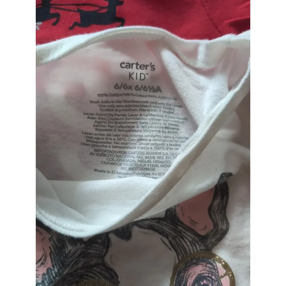 Carter's & Star Wars Lot T Shirts Girls Size 6 6x 7 7a 6 6x Grogu Dog Shades Bed